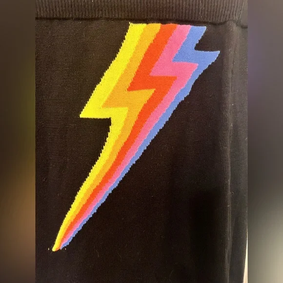 Oxknit Black Lightning Bolt Pencil Skirt, Size Small - Picture 4 of 8